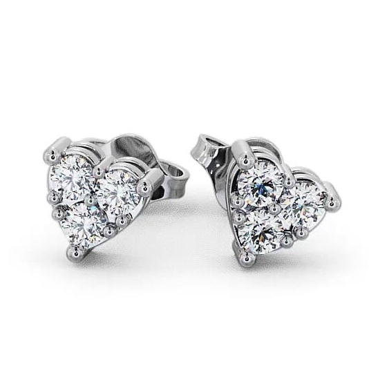 Heart Shaped Cluster Round Diamond Earrings In Silver ERG52_WG_THUMB1