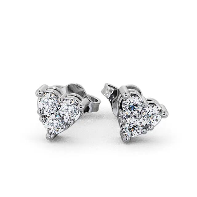 Heart Shaped Cluster Diamond Earrings 18K White Gold - Cecily ERG52_WG_EAR