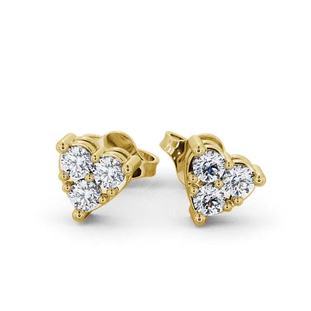Heart Shaped Cluster Diamond Earrings 18K Yellow Gold - Cecily ERG52_YG_EAR