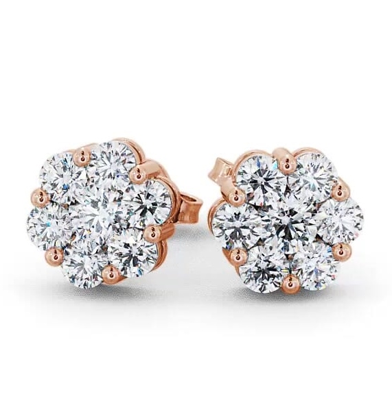 Cluster Round Diamond Earrings 9K Rose Gold ERG53_RG_THUMB2 