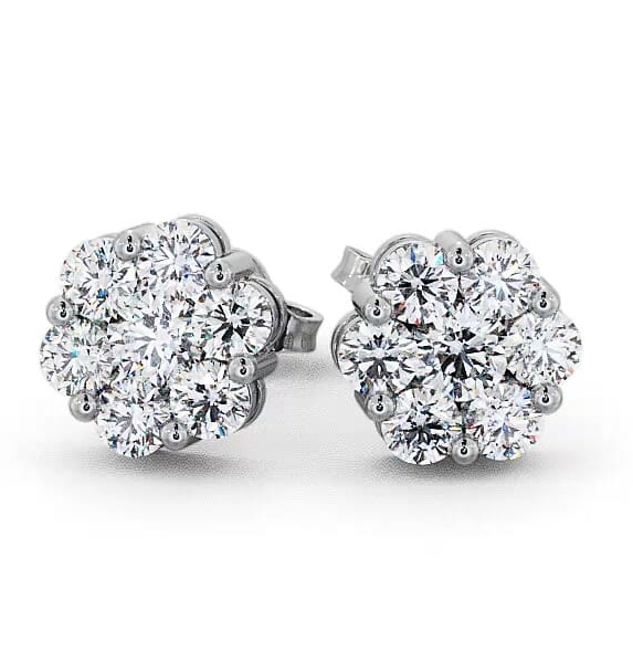 Cluster Round Diamond Earrings 9K White Gold ERG53_WG_THUMB2 