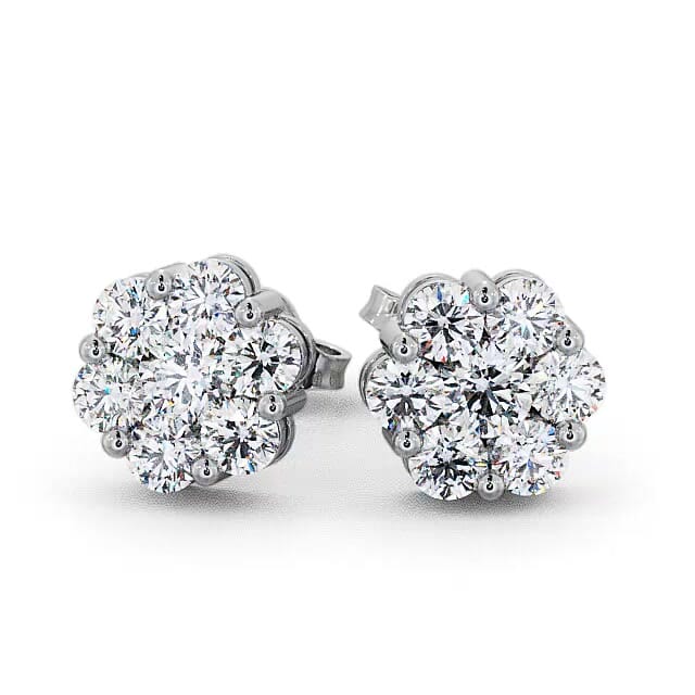 Cluster Round Diamond Earrings 18K White Gold - Makaela ERG53_WG_EAR