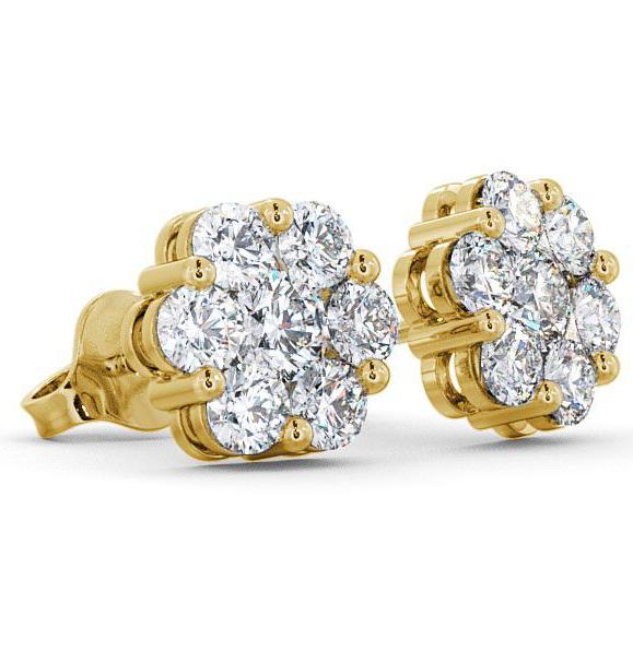 Cluster Round Diamond Earrings 18K Yellow Gold ERG53_YG_THUMB1 