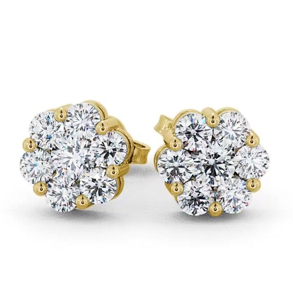 Cluster Round Diamond Earrings 9K Yellow Gold ERG53_YG_THUMB1