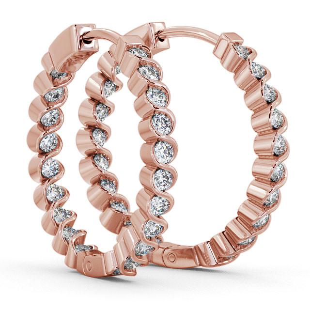 Hoop Round Diamond Bezel Set Earrings 18K Rose Gold ERG55_RG_thumb1.jpg 