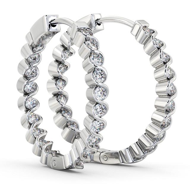 Hoop Round Diamond Bezel Set Earrings 9K White Gold ERG55_WG_thumb1.jpg 