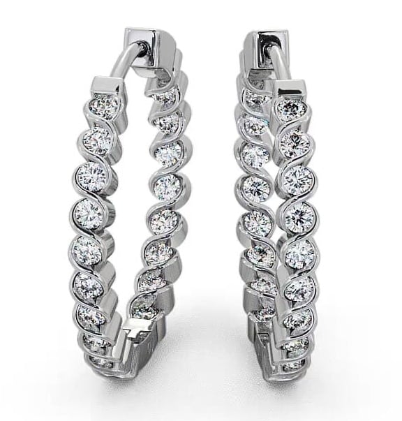 Hoop Round Diamond Bezel Set Earrings 9K White Gold ERG55_WG_thumb2.jpg 