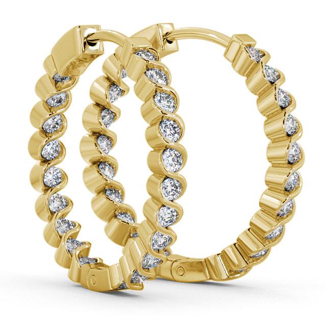 Hoop Round Diamond Bezel Set Earrings 18K Yellow Gold ERG55_YG_thumb1.jpg 