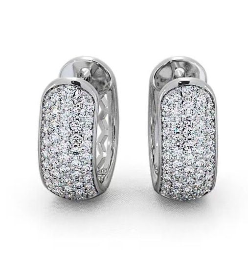 Hoop Round Diamond 0.40ct Huggie Style Earrings 18K White Gold ERG56_WG_THUMB1