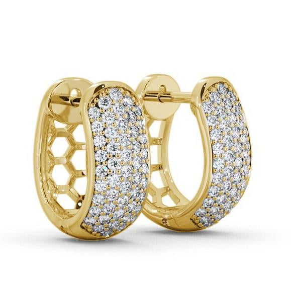 Hoop Round Diamond 0.40ct Huggie Style Earrings 18K Yellow Gold ERG56_YG_THUMB1 