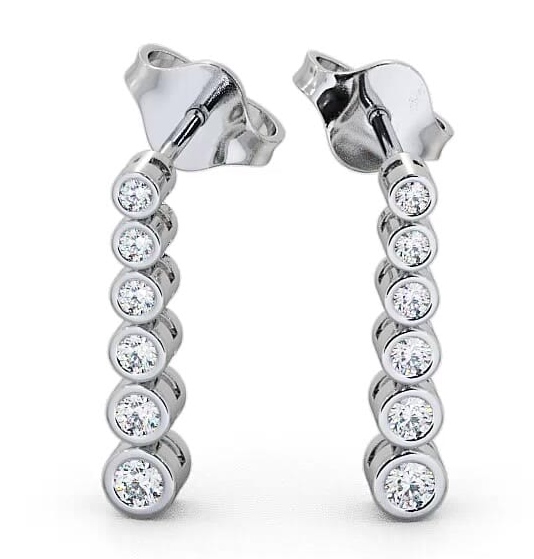 Journey Round Diamond Bezel Set Earrings 18K White Gold ERG59_WG_THUMB2 