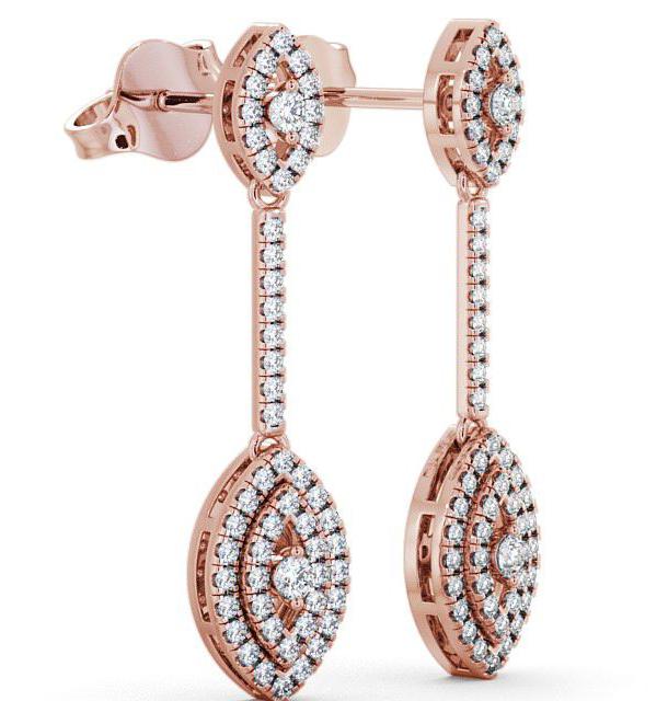 Drop Round Diamond 0.50ct Cluster Style Earrings 9K Rose Gold ERG60_RG_THUMB1