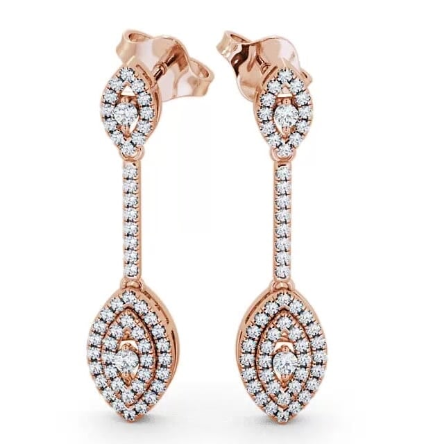 Drop Round Diamond 0.50ct Cluster Style Earrings 9K Rose Gold ERG60_RG_THUMB2 