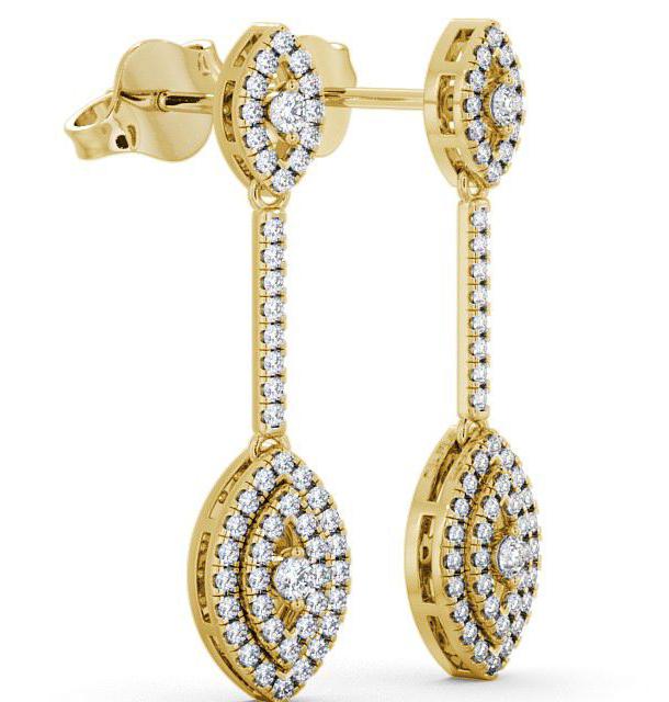 Drop Round Diamond 0.50ct Cluster Style Earrings 18K Yellow Gold ERG60_YG_THUMB1 