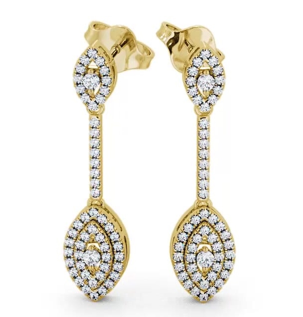 Drop Round Diamond 0.50ct Cluster Style Earrings 9K Yellow Gold ERG60_YG_THUMB1