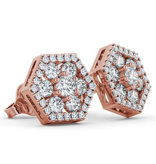 Cluster Round Diamond Hexagon Design Earrings 18K Rose Gold ERG61_RG_THUMB1 