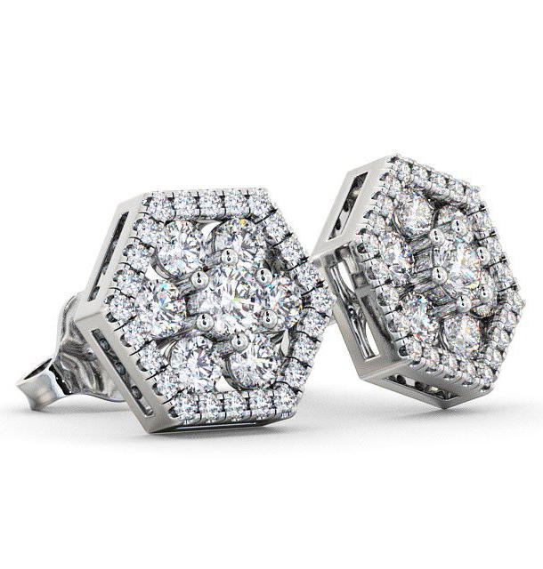 Cluster Round Diamond Hexagon Design Earrings 9K White Gold ERG61_WG_THUMB1 