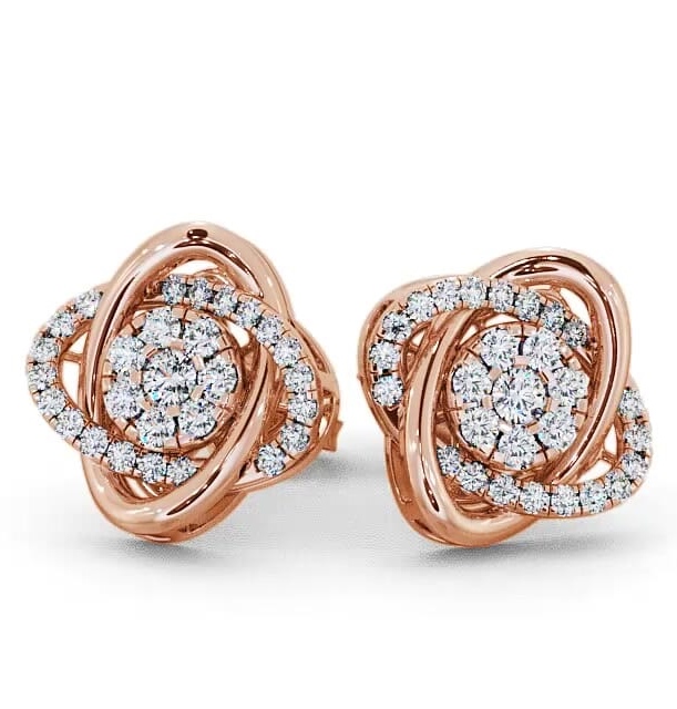 Cluster Round Diamond Swirling Design Earrings 9K Rose Gold ERG62_RG_THUMB1