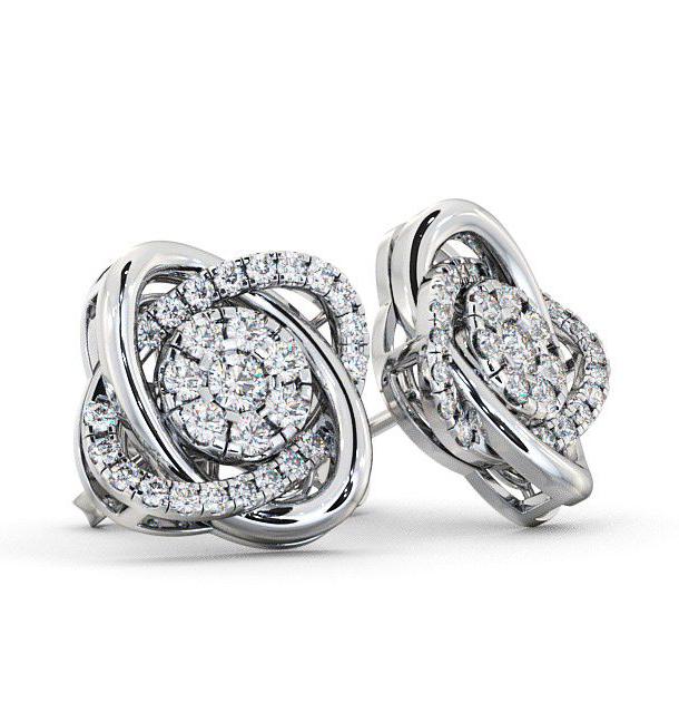 Cluster Round Diamond Swirling Design Earrings 18K White Gold ERG62_WG_THUMB1 