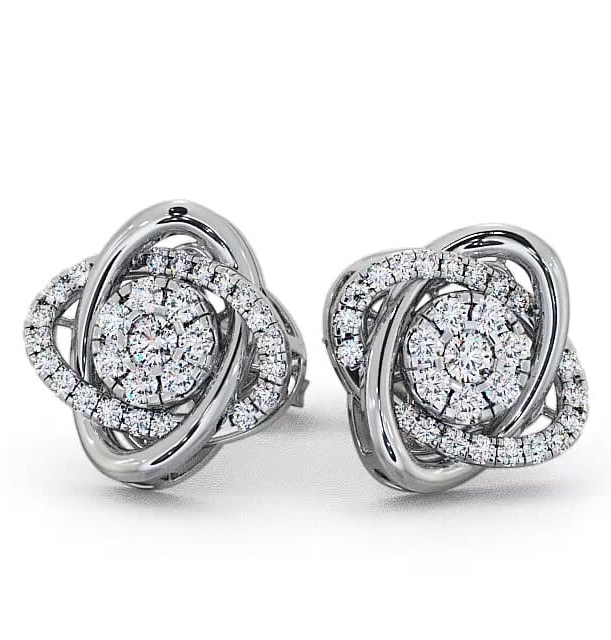 Cluster Round Diamond Swirling Design Earrings 9K White Gold ERG62_WG_THUMB1