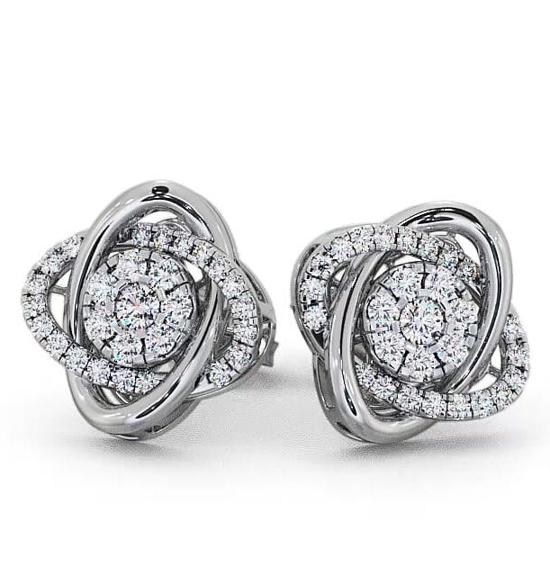 Cluster Round Diamond Swirling Design Earrings In Silver ERG62_WG_THUMB2 