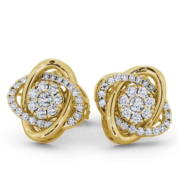 Cluster Round Diamond Swirling Design Earrings 9K Yellow Gold ERG62_YG_THUMB1