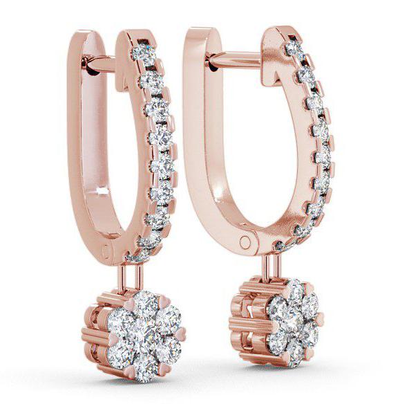 Drop Round Diamond Huggie Style Earrings 18K Rose Gold ERG63_RG_THUMB1 