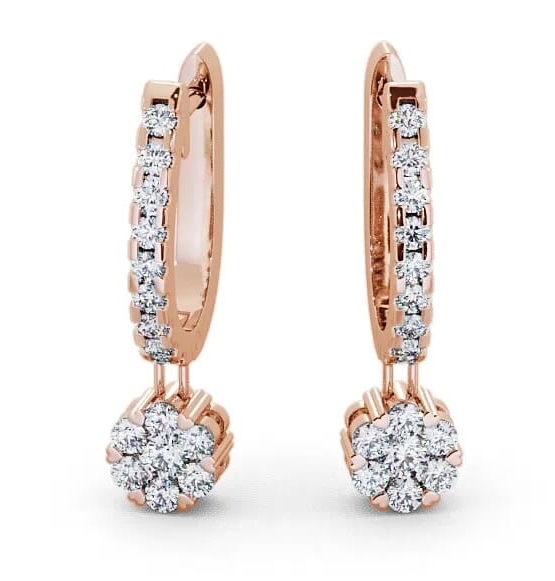 Drop Round Diamond Huggie Style Earrings 18K Rose Gold ERG63_RG_THUMB1
