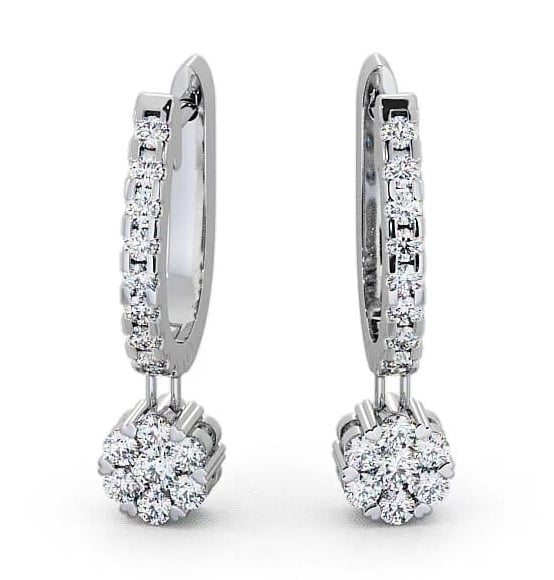 Drop Round Diamond Huggie Style Earrings 18K White Gold ERG63_WG_THUMB2 