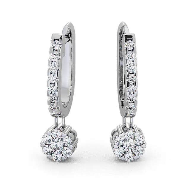 Drop Round Diamond Earrings 18K White Gold - Inaya ERG63_WG_EAR