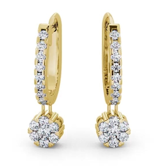 Drop Round Diamond Huggie Style Earrings 9K Yellow Gold ERG63_YG_THUMB1
