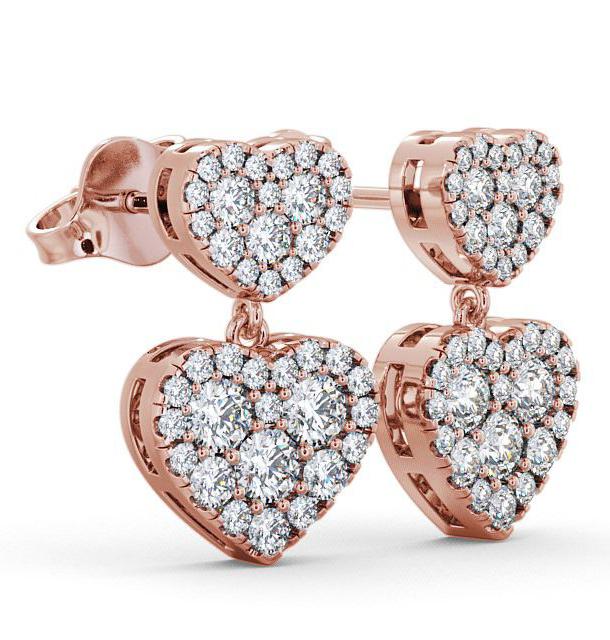 Double Heart Shaped Drop Diamond Cluster Earrings 18K Rose Gold ERG64_RG_THUMB1 