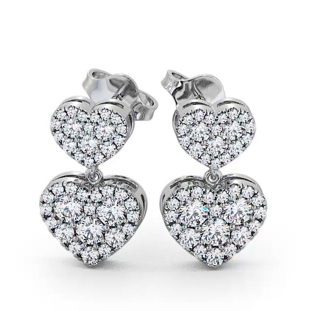 Heart Shaped Drop Diamond Earrings 18K White Gold - Saria ERG64_WG_EAR