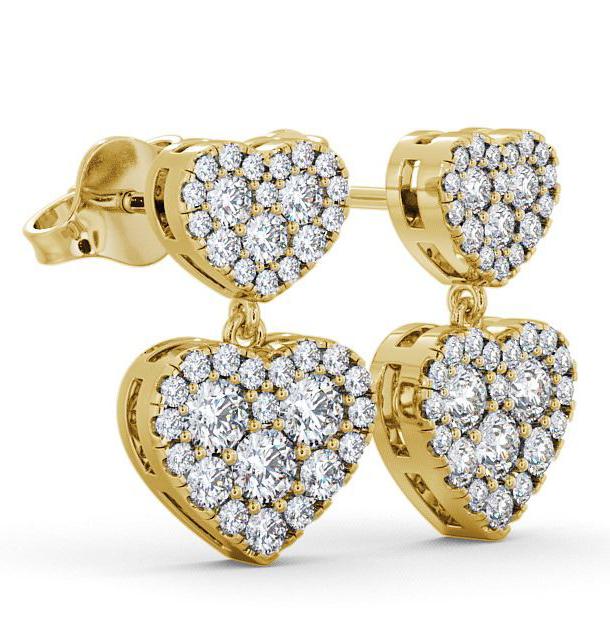 Double Heart Shaped Drop Diamond Cluster Earrings 9K Yellow Gold ERG64_YG_THUMB1 