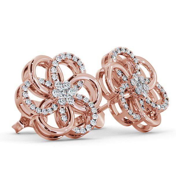 Cluster Round Diamond 0.50ct Floral Design Earrings 9K Rose Gold ERG65_RG_THUMB1 