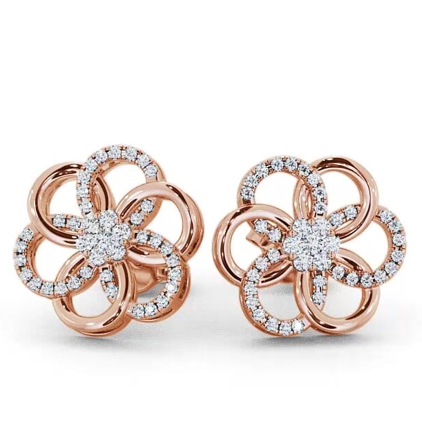 Cluster Round Diamond 0.50ct Floral Design Earrings 18K Rose Gold ERG65_RG_THUMB1