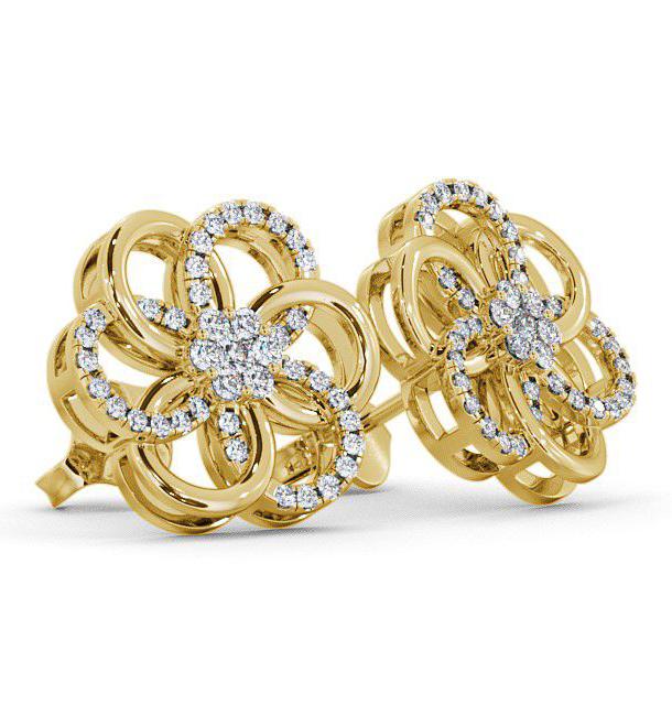 Cluster Round Diamond 0.50ct Floral Design Earrings 18K Yellow Gold ERG65_YG_THUMB1 