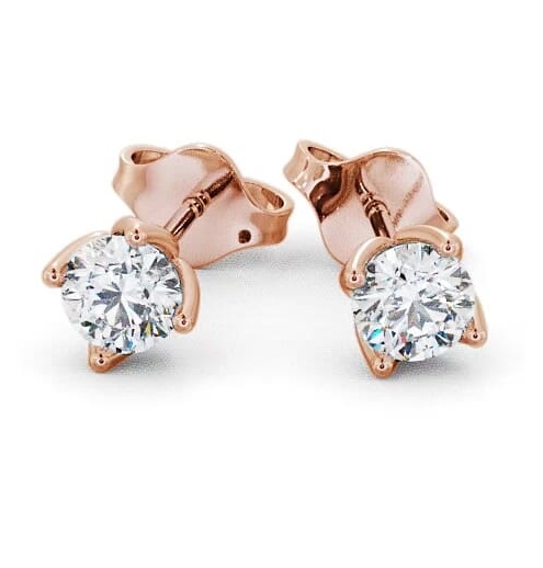 Round Diamond Four Claw Stud Earrings 18K Rose Gold ERG66_RG_THUMB1