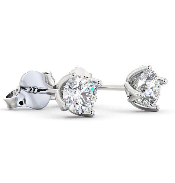 Round Diamond Four Claw Stud Earrings 18K White Gold ERG66_WG_THUMB1 