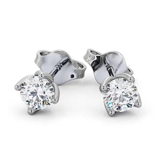 Round Diamond Four Claw Stud Earrings In Silver ERG66_WG_THUMB1