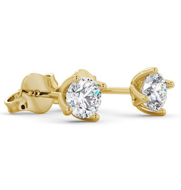Round Diamond Four Claw Stud Earrings 18K Yellow Gold ERG66_YG_THUMB1 