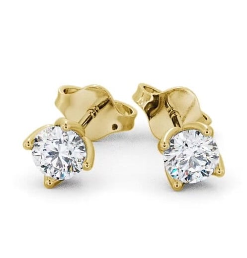 Round Diamond Four Claw Stud Earrings 18K Yellow Gold ERG66_YG_THUMB2 