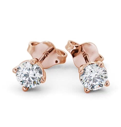 Round Diamond Four Claw Stud Earrings 18K Rose Gold ERG67_RG_THUMB2 