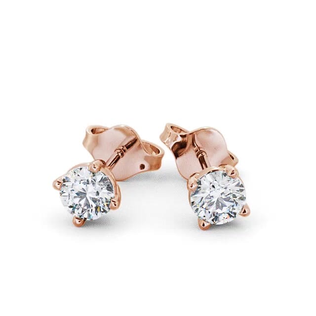 Round Diamond Four Claw Stud Earrings 18K Rose Gold - Marlen ERG67_RG_EAR
