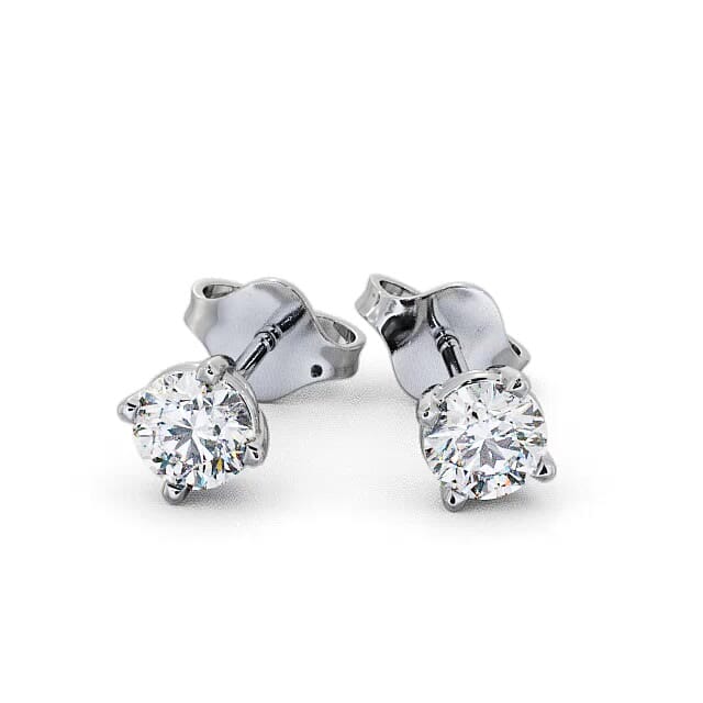 Round Diamond Four Claw Stud Earrings 9K White Gold - Marlen ERG67_WG_EAR