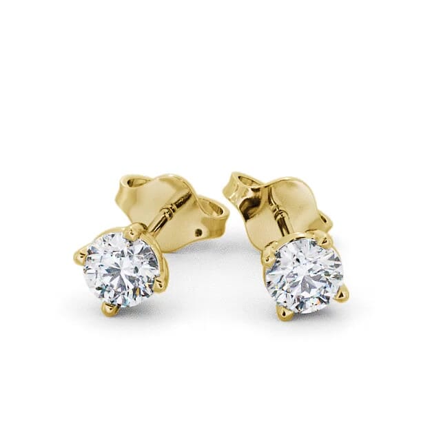 Round Diamond Four Claw Stud Earrings 18K Yellow Gold - Marlen ERG67_YG_EAR