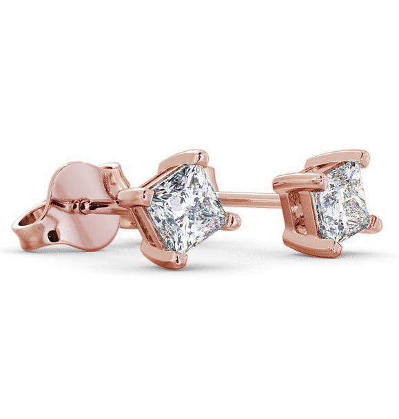 Princess Diamond Four Claw Stud Earrings 18K Rose Gold ERG68_RG_THUMB1 