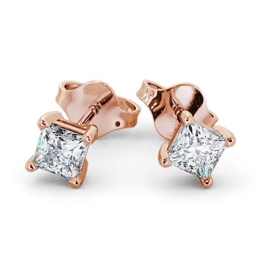 Princess Diamond Four Claw Stud Earrings 18K Rose Gold ERG68_RG_THUMB2 