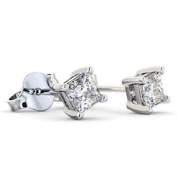 Princess Diamond Four Claw Stud Earrings 18K White Gold ERG68_WG_THUMB1 