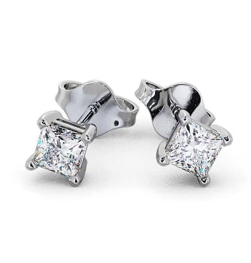 Princess Diamond Four Claw Stud Earrings 18K White Gold ERG68_WG_THUMB2 